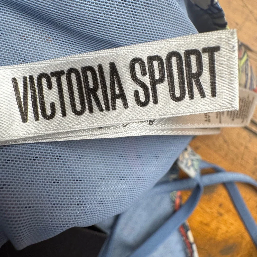 Victoria Sport Floral Print Sports Bra Criss Cross Back Blue Pink Sz‎ 36B
